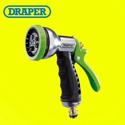 Pistola pulverizadora manguera jardín cuerpo aluminio Draper 25342 7 patrones agarre suave Foto 1 de 2
