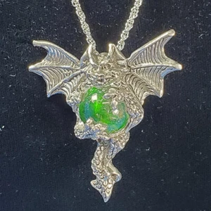 Ball Gargoyle Pewter Pendant Necklace Green Fellowship Foundry US Made *NEW* - Picture 1 of 3