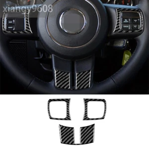 3×Carbon Fiber Interior Steering Wheel Button Cover For Jeep Wrangler JK 2011-17 - Picture 1 of 9