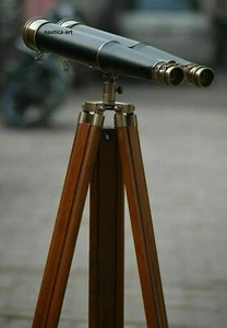 Brass Antique Vintage Binocular Nautical Opera Telescope Floor Tripod Stand - Picture 1 of 5