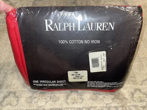 New Ralph Lauren Twin Flat Top Sheet Vintage Irregular Red - Picture 1 of 4
