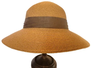 FURTALK Wide Brim Polyester Blend Large Sun Beach Hat Brown Ribbon Adjustable - Picture 1 of 6