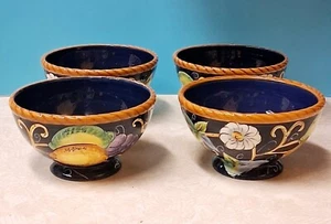 4er SET Tischplatten Unlimited VILLA BELLAGIO Suppenschalen mit Fuß blau Obst Blumen - Bild 1 von 9