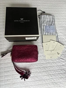 ANYA HINDMARCH ‘Stack Double Clutch’ metallic crinkle leather BNWT - Picture 1 of 11