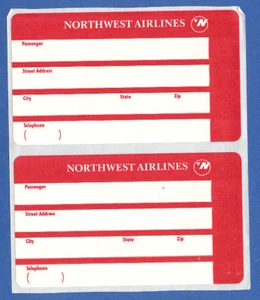 Pegatinas de etiquetas de equipaje de Northwest Airlines - Imagen 1 de 2
