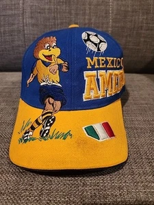 Club America Futbol Soccer Cap Mexico D.F. Aguilas Vintage Hat Blue Yellow - Picture 1 of 13