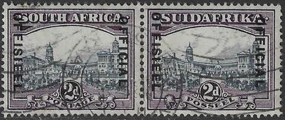 South Africa 1930 2/6 pair [20.5mm] sg O14 used Union Buildings Pretoria - Image 1 of 2