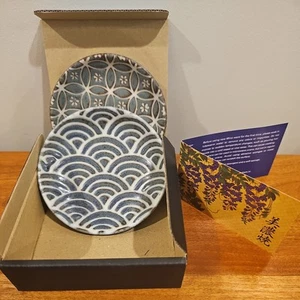 Japanese Mino Ware Tea Utensil Bowls Gray /Blue Hue. Porcelain 4" - Picture 1 of 6