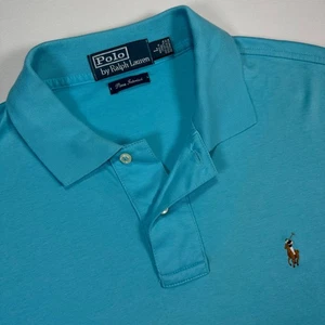 Polo Ralph Lauren Uomo Grande Pima Interlock Blu Turchese Polo - Foto 1 di 6