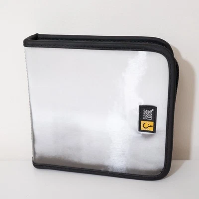Vintage Case Logic 24 CD/DVD Wallet Zipper Disc Storage Organizer Silver/Black - Image 1 of 4