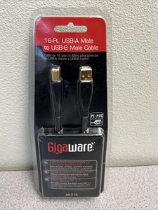 USB Cable USB-A Male to USB-B Male 16 Ft. printer cable Gigaware 26-715 PC & MAC - Picture 1 of 6