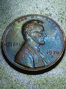 Centavo Lincoln década de 1970 errores fecha pequeña alta 7 tono arco iris - Imagen 1 de 12
