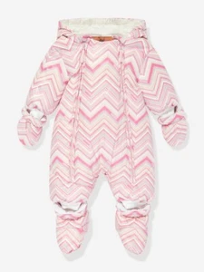 Baby Girls Zigzag Snowsuit in Pink & Bunting - Picture 1 of 3