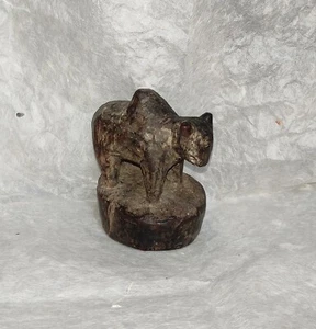Antike primitive Butterdose aus Holz Theki Deckel Bull aus Nepal, TL6 - Bild 1 von 4