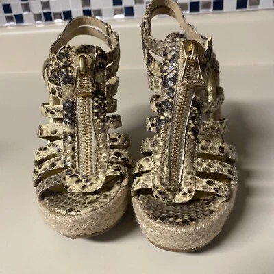 JIMMY CHOO LONDRES * ANIMAL PRINT ALPARGATA CREMALLERA FRONTAL ZAPATOS CUÑA 35 Foto 1 de 4