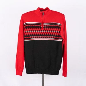 Mens 100% Cotton Classic Holiday Winter Sweater SZ LARGE Fair Isle Grandpa Cabin - Picture 1 of 6