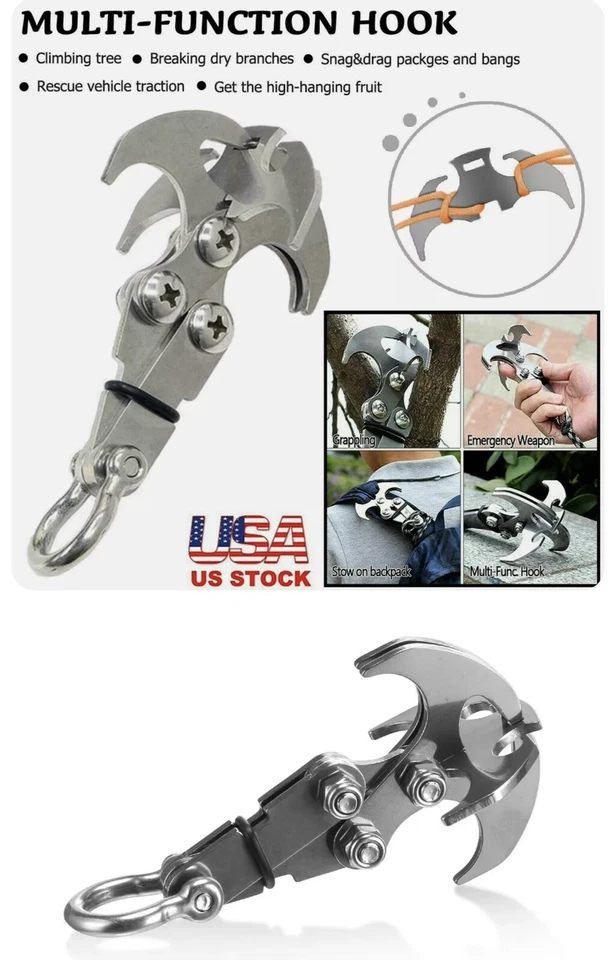 2 Gravity Grappling Stainless Steel Hook Claw Cross Survival Folding Hook - Image 1 of 4
