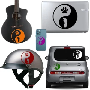 Yin Yang Vinyl Decal Sticker Paw Human Footprints Pets Cars Bikes Cups Helmets - Bild 1 von 21