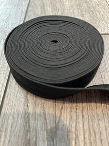 5 YARDS - BLACK KNITTED ELASTIC ROLL - 1'' Wide Mask Stretchy - Inch Band USA - Picture 1 of 2