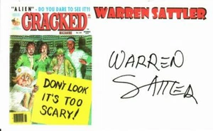 "Cracked Magazine Illustrator" Warren Sattler Says Hand Signed 3X5 Picture Card - Picture 1 of 1