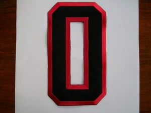 Nr. 0 schwarz rot, Bügelbild Stoff Zahl 24,8cm, zum Aufbügeln Tricot Aufnäher - Bild 1 von 1