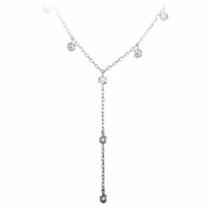 Brilliant Round Shape 0.51CT Cubic Zirconia Handmade Drop 925 Silver Necklace - Picture 1 of 4