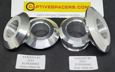 Espaciadores de rueda cautivos Yamaha YZF R1 R1M RN32 2015 - 2023. Juego Superbike. Foto 1 de 4
