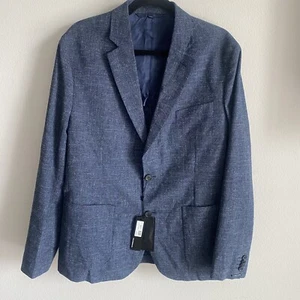 J. Lindeberg Hopper Blue Blazer Wool Cotton Linen Mens EU 52R US 42R - Picture 1 of 10