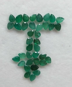 4X3 Mm/100% Natural Emerald Faceted Pear Cut Gemstone 5 Piece - Picture 1 of 4
