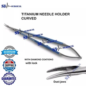 New Micro Titanium Needle Holder 21cm Curved Surgical Instrument - Picture 1 of 4