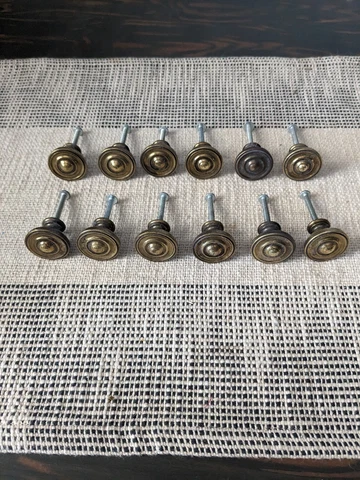 Lot Of 12 Vintage Brass Drawer Knobs Cover