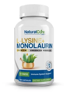 Natural Cure Labs L-Lysine + Monolaurin 600mg 1:1 Ratio - Picture 1 of 10