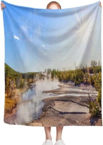 Luxury Blanket Cozy Soft Throw Blanket Nature and Landscape in Yellowstone - Picture 1 of 6