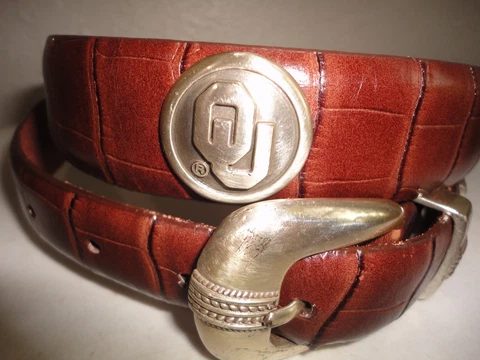 Oklahoma Sooners Belt Leather Concho Croc 34 preowned Cover