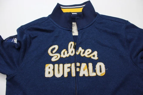 RETRO CCM Stitched Buffalo Sabres Zippered Hockey SWEATER Large L Cover