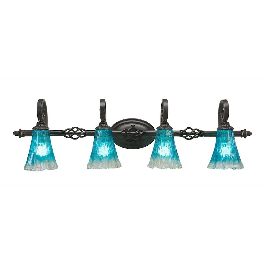 Barra de baño Toltec Lighting Elegante de 4 luces, vidrio de cristal verde azulado de 5,5' - 164-DG-725 Foto 1 de 1