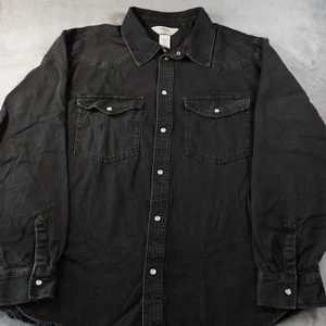 H&M Black Jean Jacket Men's Size XL Pearl Snap Regular Fit - Picture 1 of 11