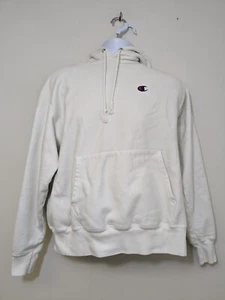 Vintage Champion Reverse Weave Hoodie Sweatshirt White Men's Size Large Y2K - Picture 1 of 14
