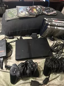 PlayStation 2 PS2 Slim Black SCPH-70012 Console Lot 12 Games Controllers Cords - Picture 1 of 14