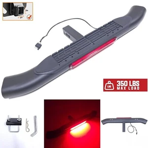 36" Black Heavy Duty Steel Tow Hitch Step Bar w/ LED Brake Light for 2" Receiver - Picture 1 of 19