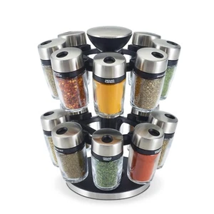 Cole & Mason Cambridge 16 Jar Spice Carousel, Spice Rack with Jars, **RRP £80** - Picture 1 of 11