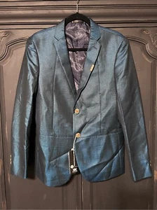 Kowaun Keenly Asian NWT Men's Pride Sports Coat, Blazer Jacket Iridescent Blue   - Picture 1 of 8