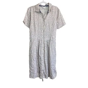 Vestido Foxcroft Vienna Cuello Mujer 18 Blanco Azul Lunares Sin Arrugas - Imagen 1 de 3