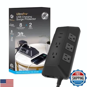 GE UltraPro Adapt 8-Outlet Surge Protector with USB Ports, 2 USB-A Ports, 2.4 - Picture 1 of 5
