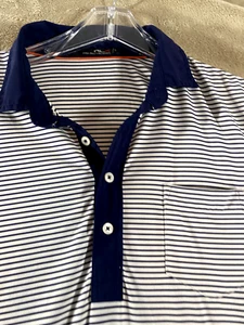 Polo Ralph Lauren RLX Para Hombres Grande Azul Blanco Rayas Manga Corta Golf Atlético - Imagen 1 de 14