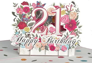 Happy 21St Birthday Pop up Card, 21 Birthday Greeting Card for Her, 21St Birthda - Picture 1 of 6