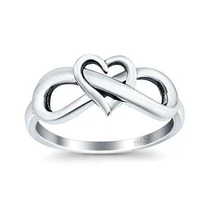 Heart Infinity Ring Oxidized Band 925 Sterling Silver Thumb Ring (8mm) - Bild 1 von 18