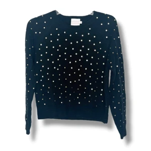 Suéter Brodie Negro Cachemira con Lunares Metálicos Dorados Para Mujer Talla Pequeña S - Imagen 1 de 6
