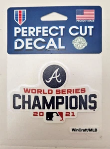 Atlanta Braves MLB 2021 World Series Champion 3x4 Perfect Cut Decal Set of Two - Picture 1 of 2