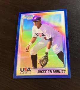 NICKY DELMONICO prospect rc 2010 Bowman Chrome USA BLUE REFRACTOR #d 082/150 - Picture 1 of 2